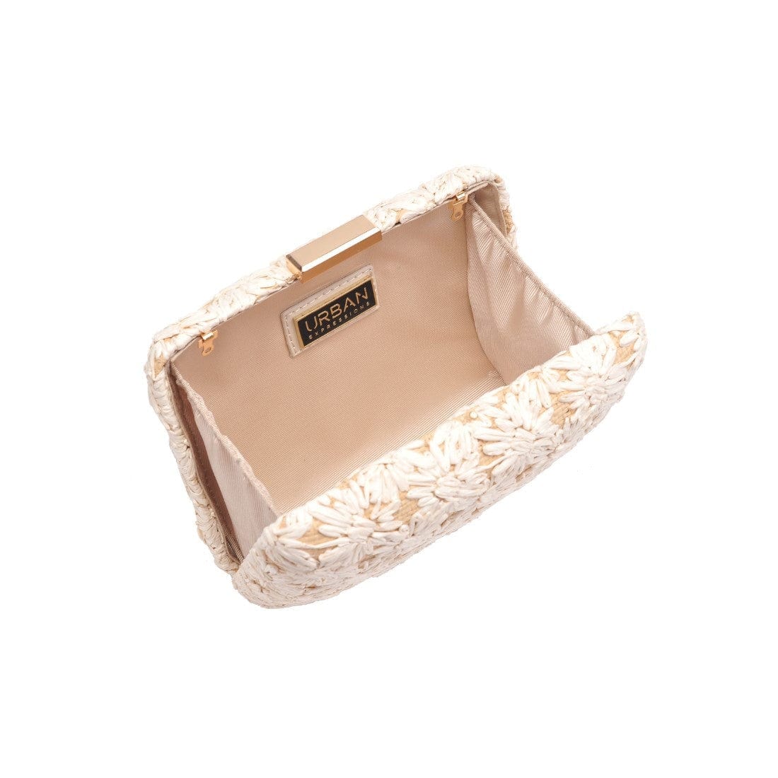 60790 Samantha Floral Straw Clutch/Evening Bag With Chain Strap - MiMi Wholesale