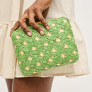 60790 Samantha Floral Straw Clutch/Evening Bag With Chain Strap - MiMi Wholesale