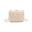 60790 Samantha Floral Straw Clutch/Evening Bag With Chain Strap - MiMi Wholesale