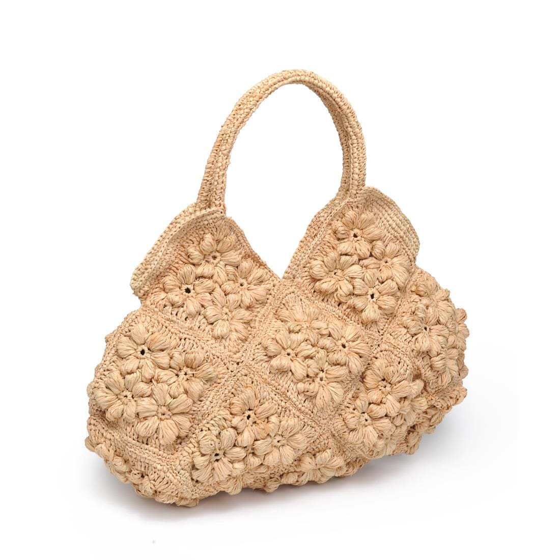 61323 Beth Floral Straw Tote Bag - MiMi Wholesale