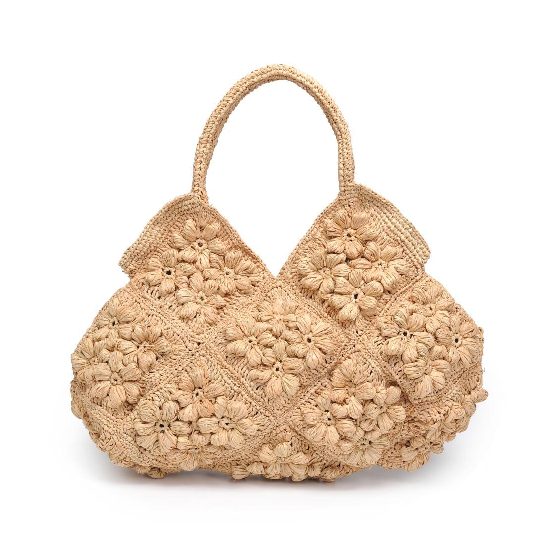 61323 Beth Floral Straw Tote Bag - MiMi Wholesale