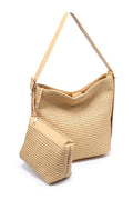 61350SW Jessica Straw Hobo Tote Bag With Pouch - MiMi Wholesale