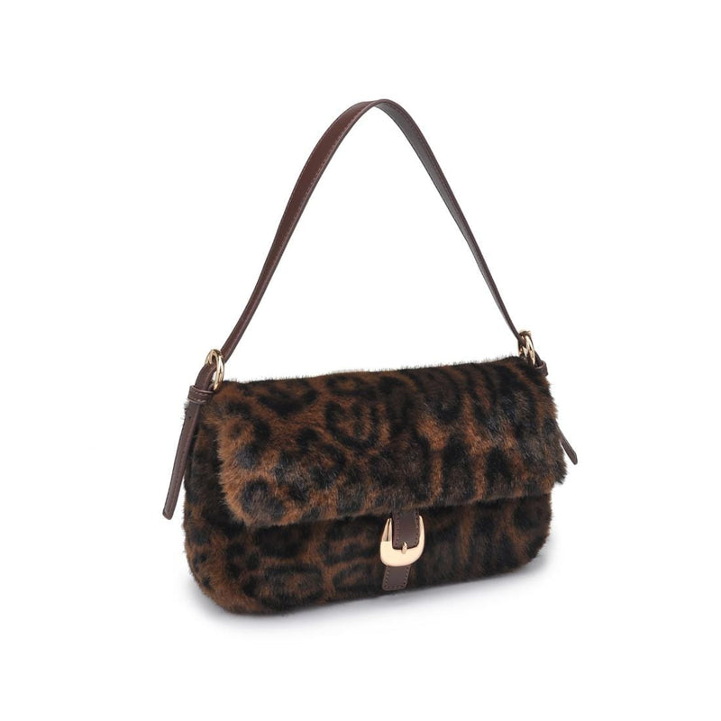61647L Faux Fur Leopard Shoulder Bag