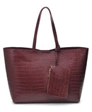 61673B Tiffany Croc Tote Bag - MiMi Wholesale