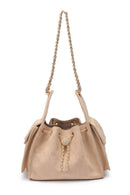 61740FS Willow Faux Suede Hobo Bag With Chain Strap - MiMi Wholesale
