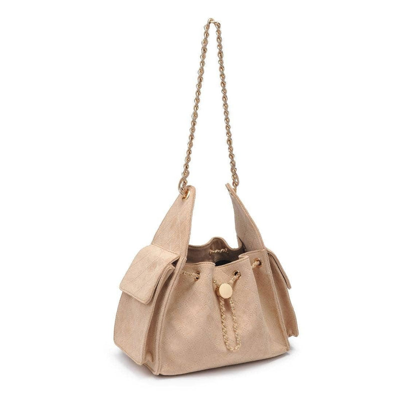 61740FS Willow Faux Suede Hobo Bag With Chain Strap - MiMi Wholesale