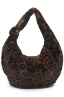 61954 Cecilia Leopard Faux Fur Hobo Bag - MiMi Wholesale