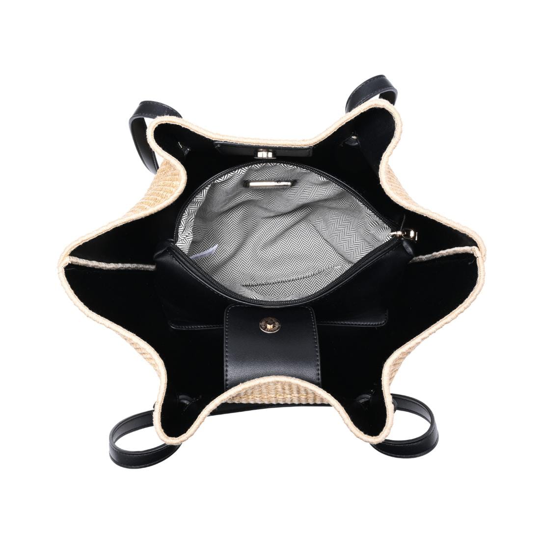 62242ST Lorenza 2 in 1 Straw Tote Bag With Pouch - MiMi Wholesale