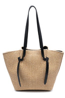 62242ST Lorenza 2 in 1 Straw Tote Bag With Pouch - MiMi Wholesale