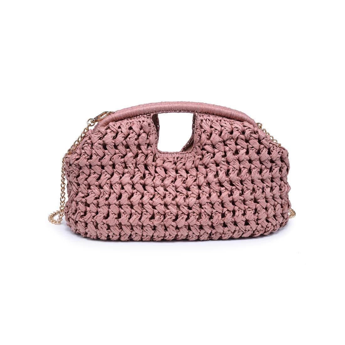 62428 Abigail Straw Crossbody/Clutch Bag With Chain Strap - MiMi Wholesale