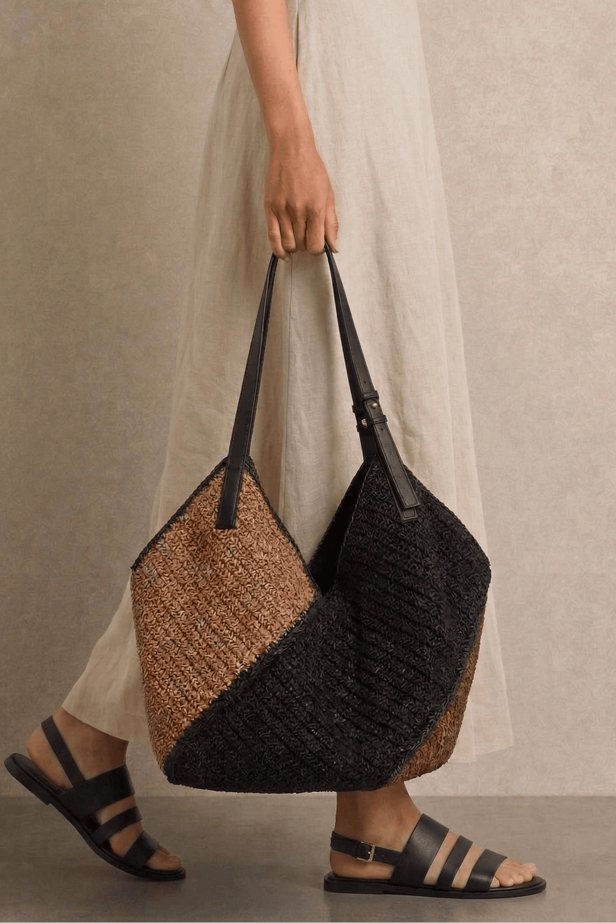 62521ML Ruthi Straw Slouchy Tote - MiMi Wholesale