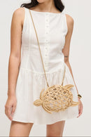 62712 Leilani Straw Turtle Crossbody Bag With Chain Strap - MiMi Wholesale