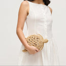 62712 Leilani Straw Turtle Crossbody Bag With Chain Strap - MiMi Wholesale