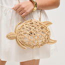 62712 Leilani Straw Turtle Crossbody Bag With Chain Strap - MiMi Wholesale