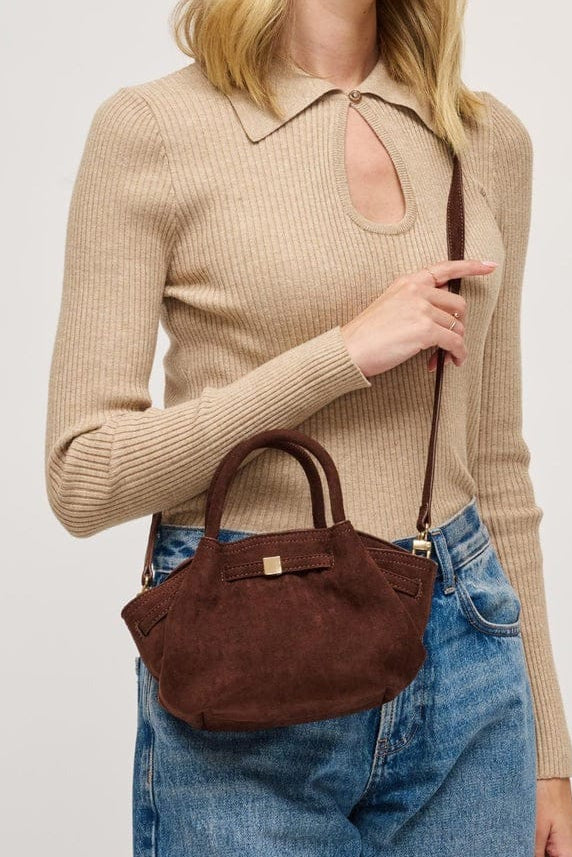 63032 Selena Faux Suede Mini Tote/Crossbody Bag - MiMi Wholesale