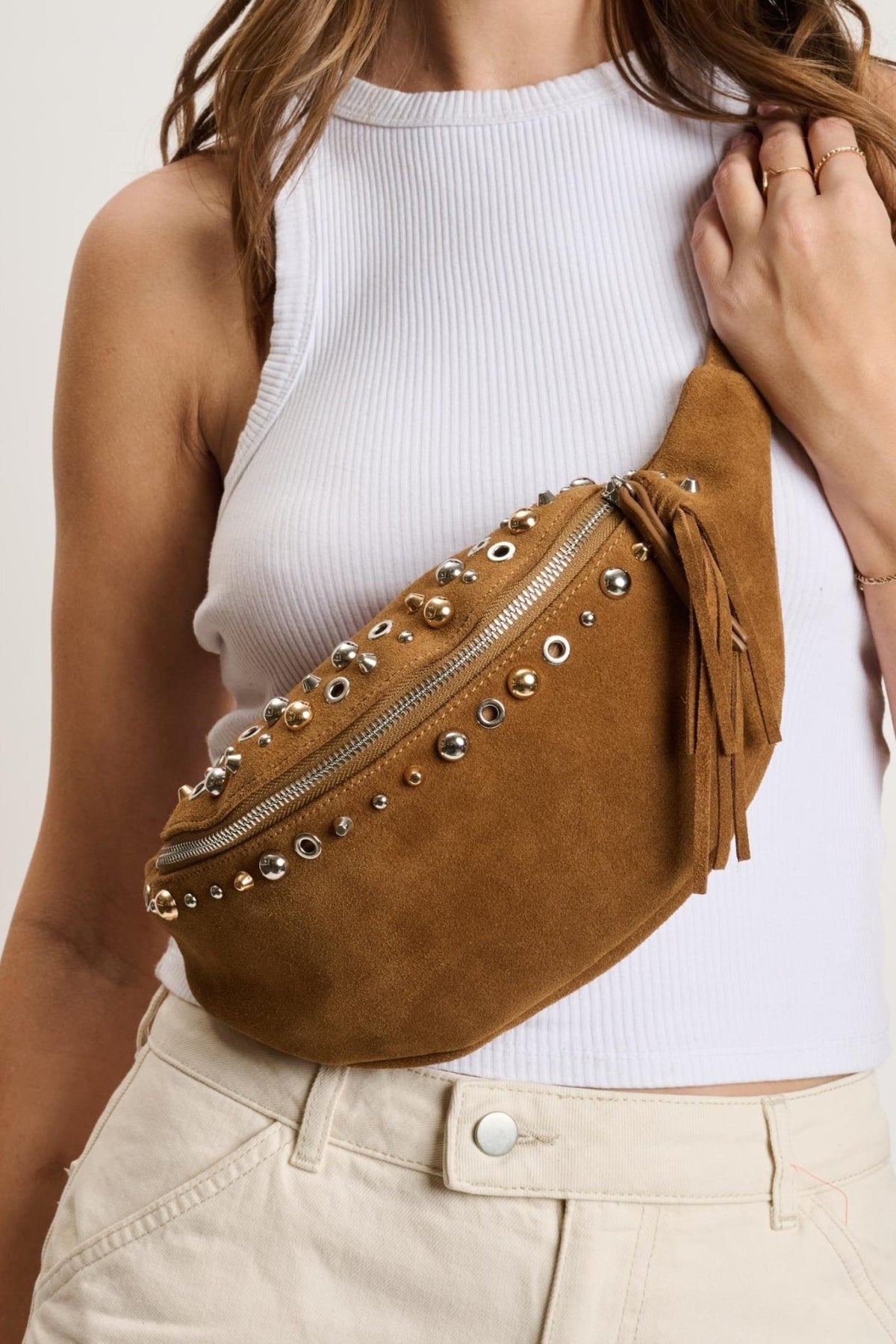 63650ML Star Studded Belt Bag - MiMi Wholesale