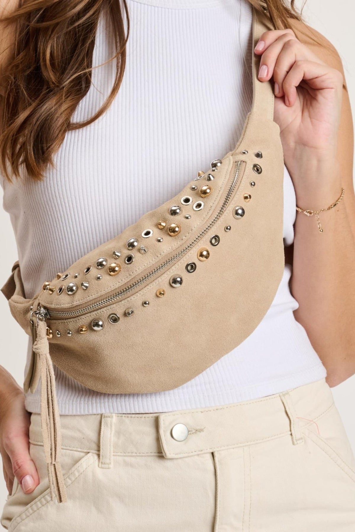 63650ML Star Studded Belt Bag - MiMi Wholesale