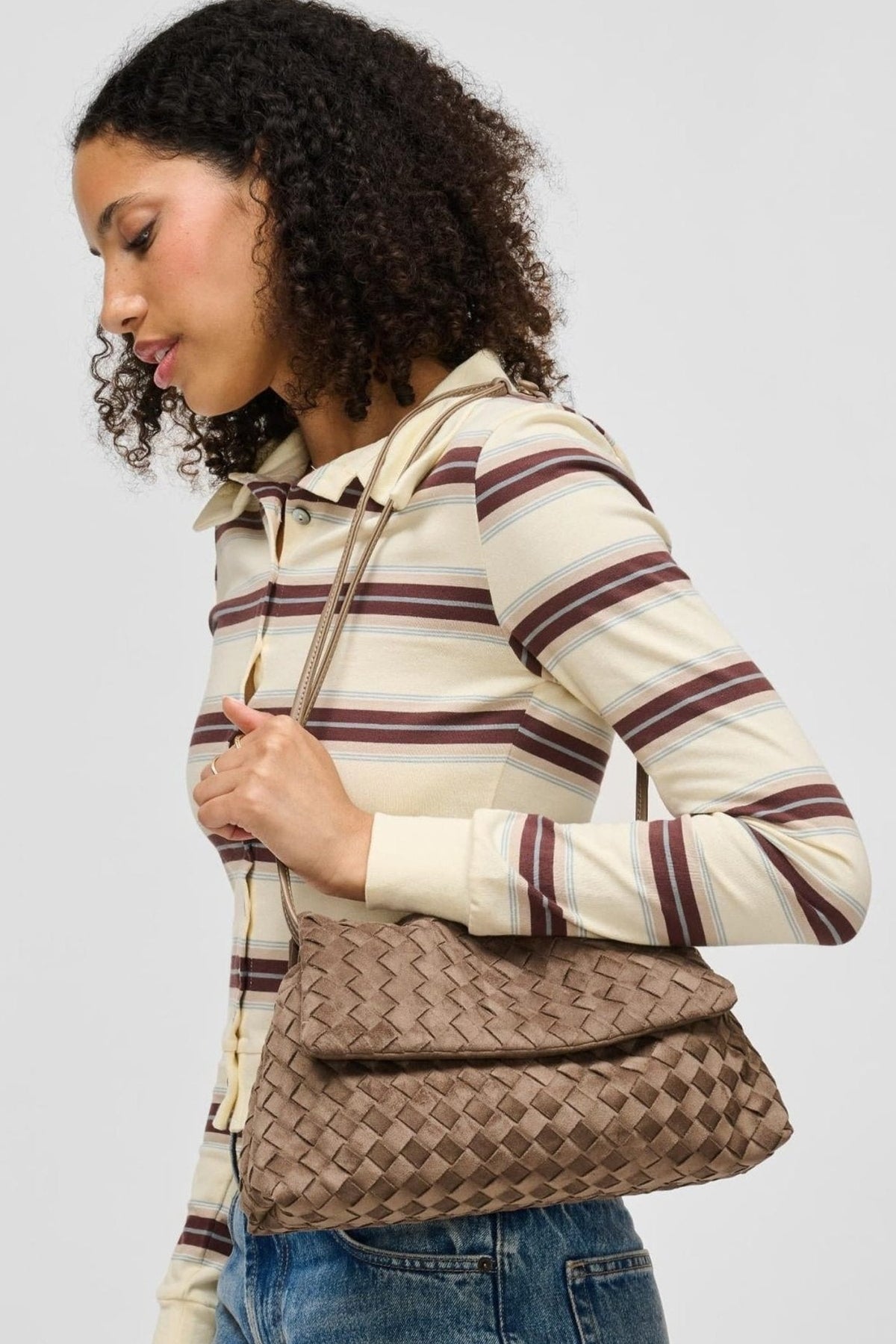 64617 Salem Woven-Texture Flap Crossbody Bag - MiMi Wholesale