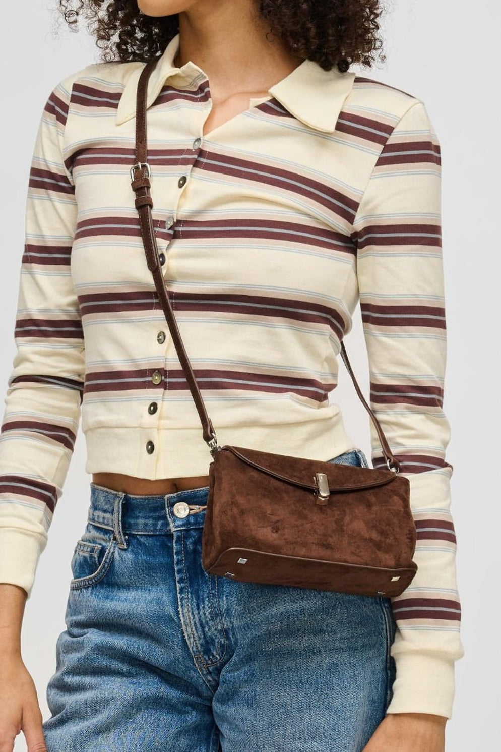 64660 Chocolate bag styled on model, view 2