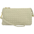 7050 Kathy Woven Three Compartment Clutch/Crossbody Bag - MiMi Wholesale