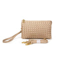 7050 Kathy Woven Three Compartment Clutch/Crossbody Bag - MiMi Wholesale