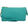 7050 Kathy Woven Three Compartment Clutch/Crossbody Bag - MiMi Wholesale