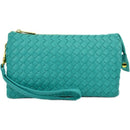 7050 Kathy Woven Three Compartment Clutch/Crossbody Bag - MiMi Wholesale