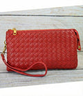 7050 Kathy Woven Three Compartment Clutch/Crossbody Bag - MiMi Wholesale