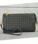 7050 Kathy Woven Three Compartment Clutch/Crossbody Bag - MiMi Wholesale