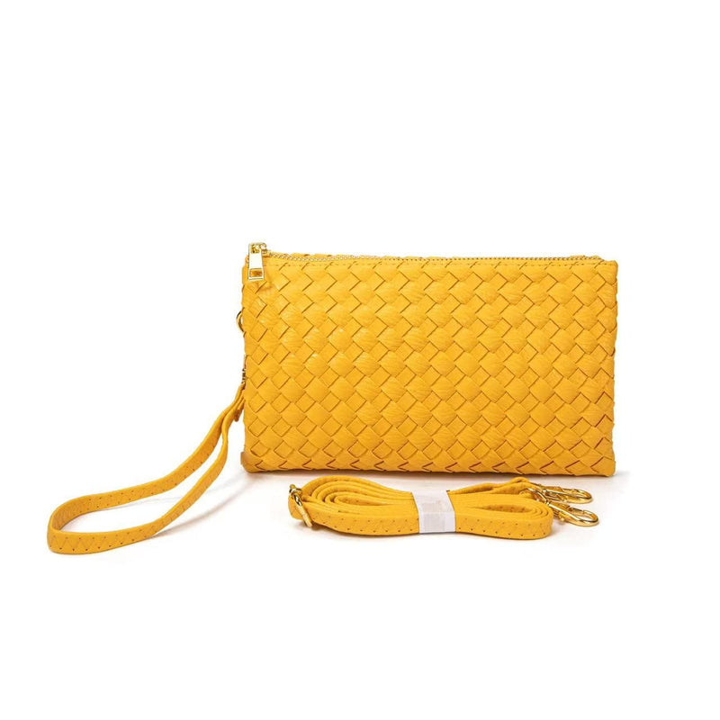 7050 Kathy Woven Three Compartment Clutch/Crossbody Bag - MiMi Wholesale