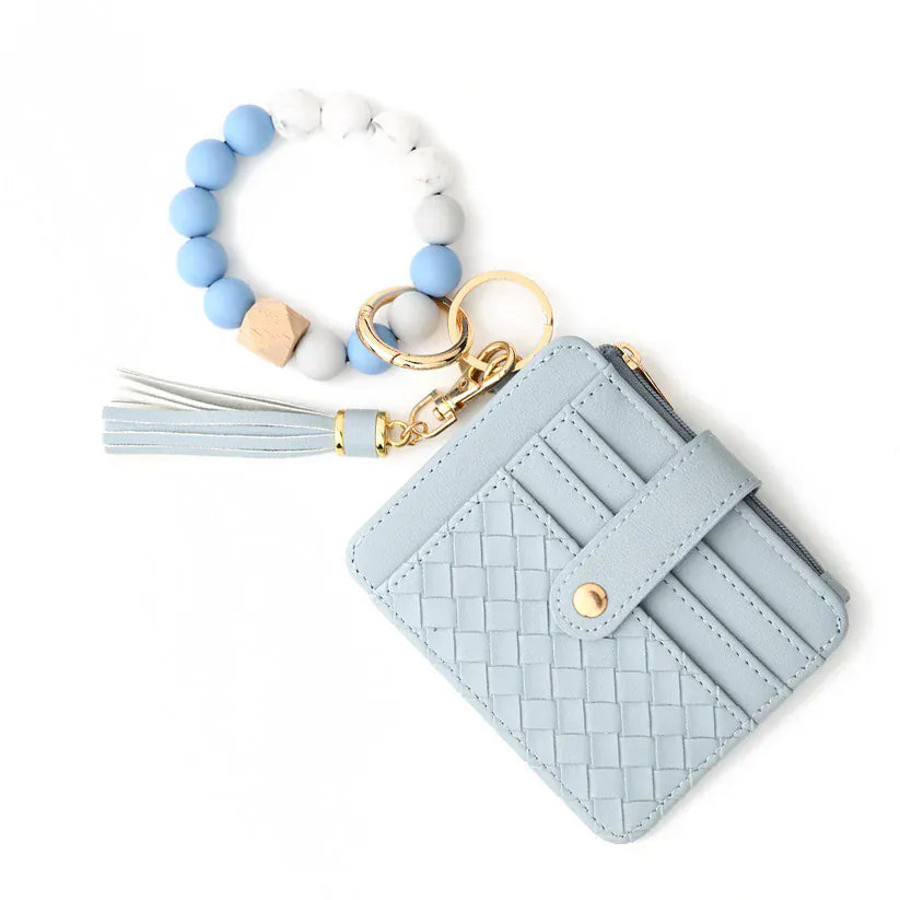 BB139x205 Nina Beaded Keychain Bracelet & Woven Wallet Combo