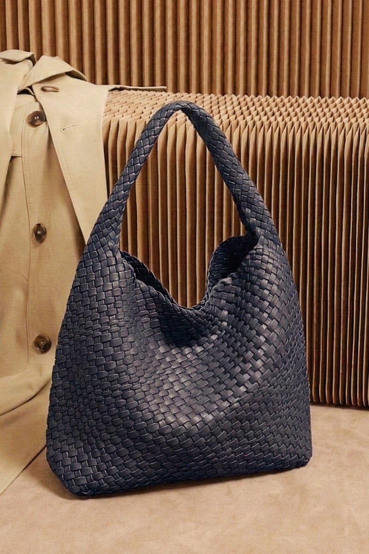 8601 TG10640 Tiara Woven Hobo Tote Bag With Pouch - MiMi Wholesale