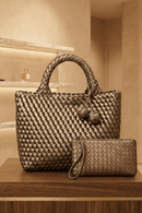 9045 Daya Mini Woven Tote Bag w/ Monkey Fist Bag Charm - MiMi Wholesale