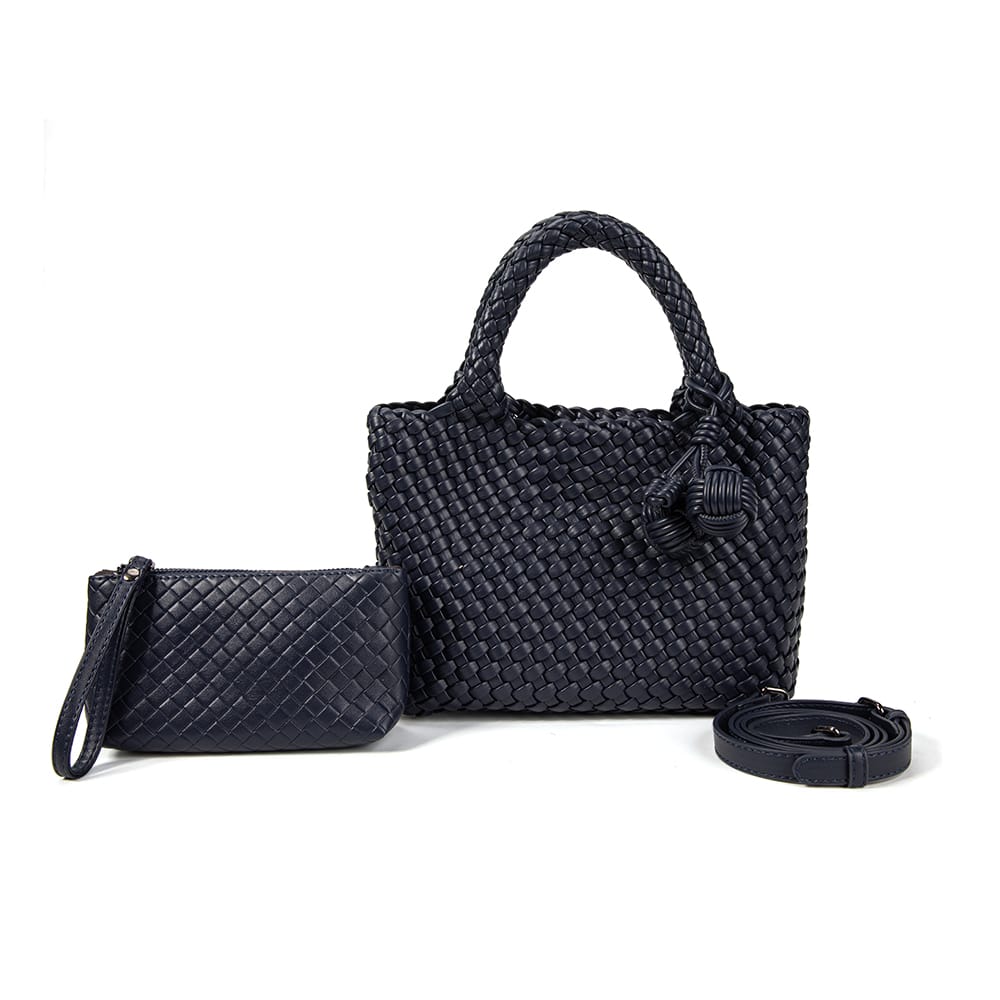 9045 Daya Mini Woven Tote Bag w/ Monkey Fist Bag Charm - MiMi Wholesale