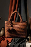 9045 Daya Mini Woven Tote Bag w/ Monkey Fist Bag Charm - MiMi Wholesale