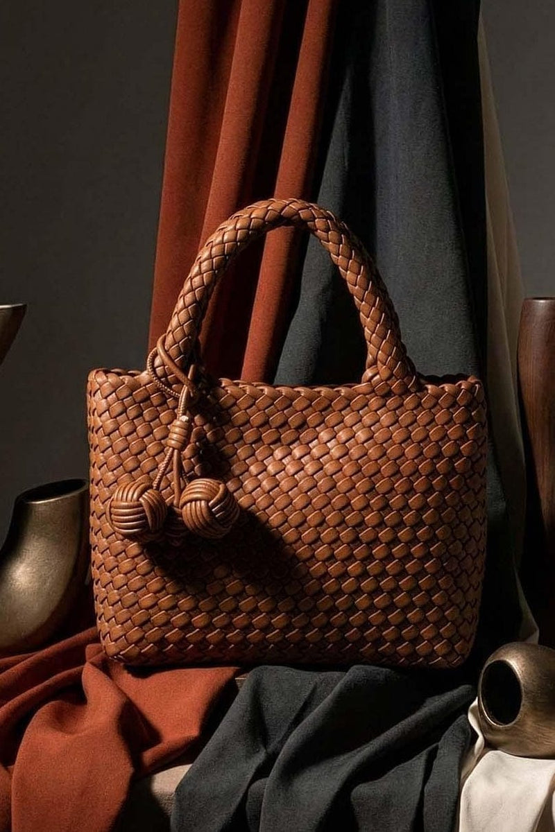 9045 Daya Mini Woven Tote Bag w/ Monkey Fist Bag Charm