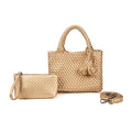 9045 Daya Mini Woven Tote Bag w/ Monkey Fist Bag Charm - MiMi Wholesale