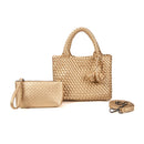 9045 Daya Mini Woven Tote Bag w/ Monkey Fist Bag Charm - MiMi Wholesale