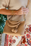 9045 Daya Mini Woven Tote Bag w/ Monkey Fist Bag Charm - MiMi Wholesale