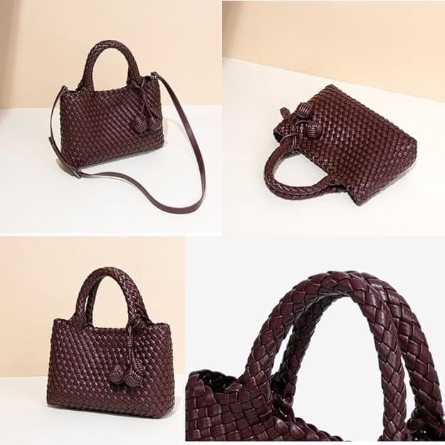9045 Daya Mini Woven Tote Bag w/ Monkey Fist Bag Charm - MiMi Wholesale