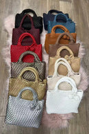 9045 Daya Mini Woven Tote Bag w/ Monkey Fist Bag Charm - MiMi Wholesale