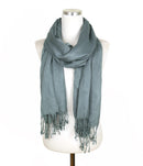 A27 Solid Crinkle Fringe Scarf