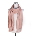 A27 Solid Crinkle Fringe Scarf