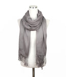 A27 Solid Crinkle Fringe Scarf