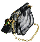 AD748T Clear Double Zip Crossbody Bag With Guitar/Chain Strap