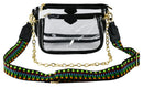AD748T Clear Double Zip Crossbody Bag With Guitar/Chain Strap