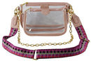 AD748T Clear Double Zip Crossbody Bag With Guitar/Chain Strap