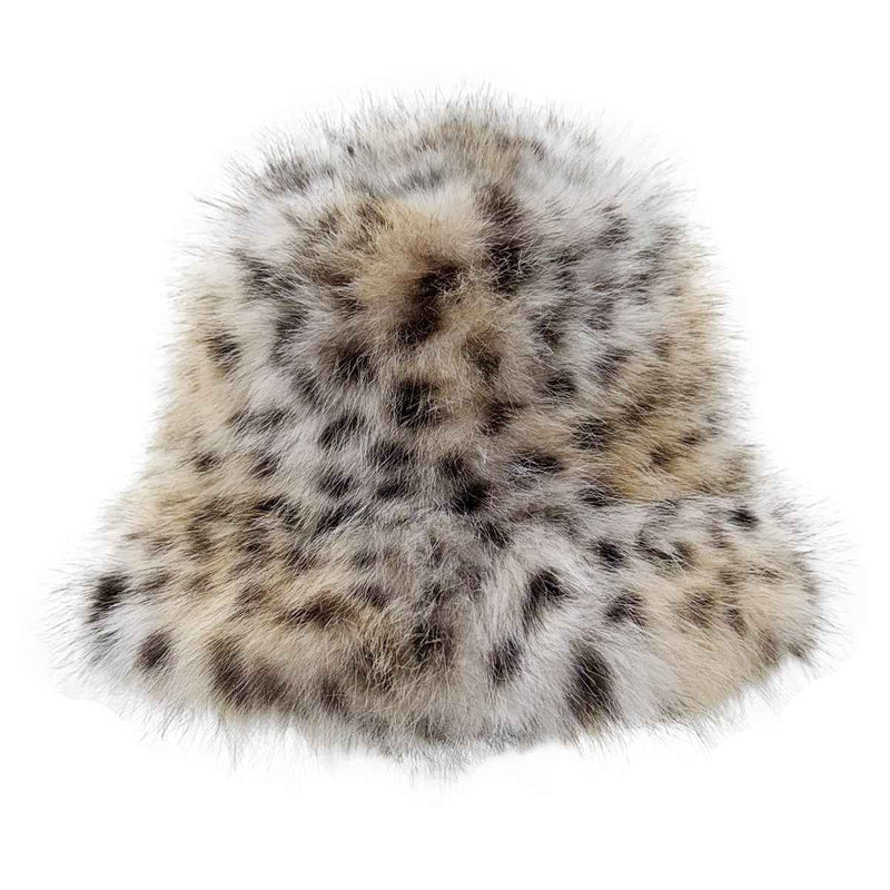BKC0076 Faux Fur Leopard Bucket Hat