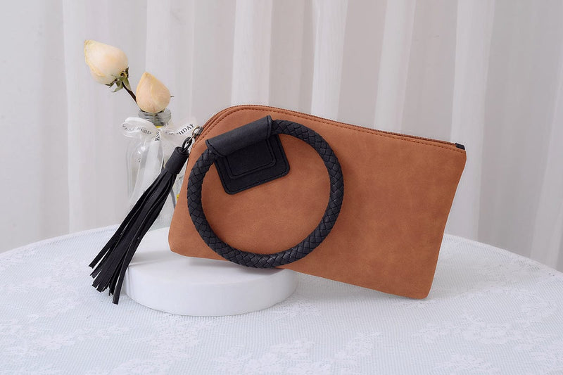 BP204 Fashion Cuff Handle Tassel Wristlet Clutch