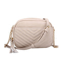 WU121 Lindsay Double Zip Chevron Crossbody Bag